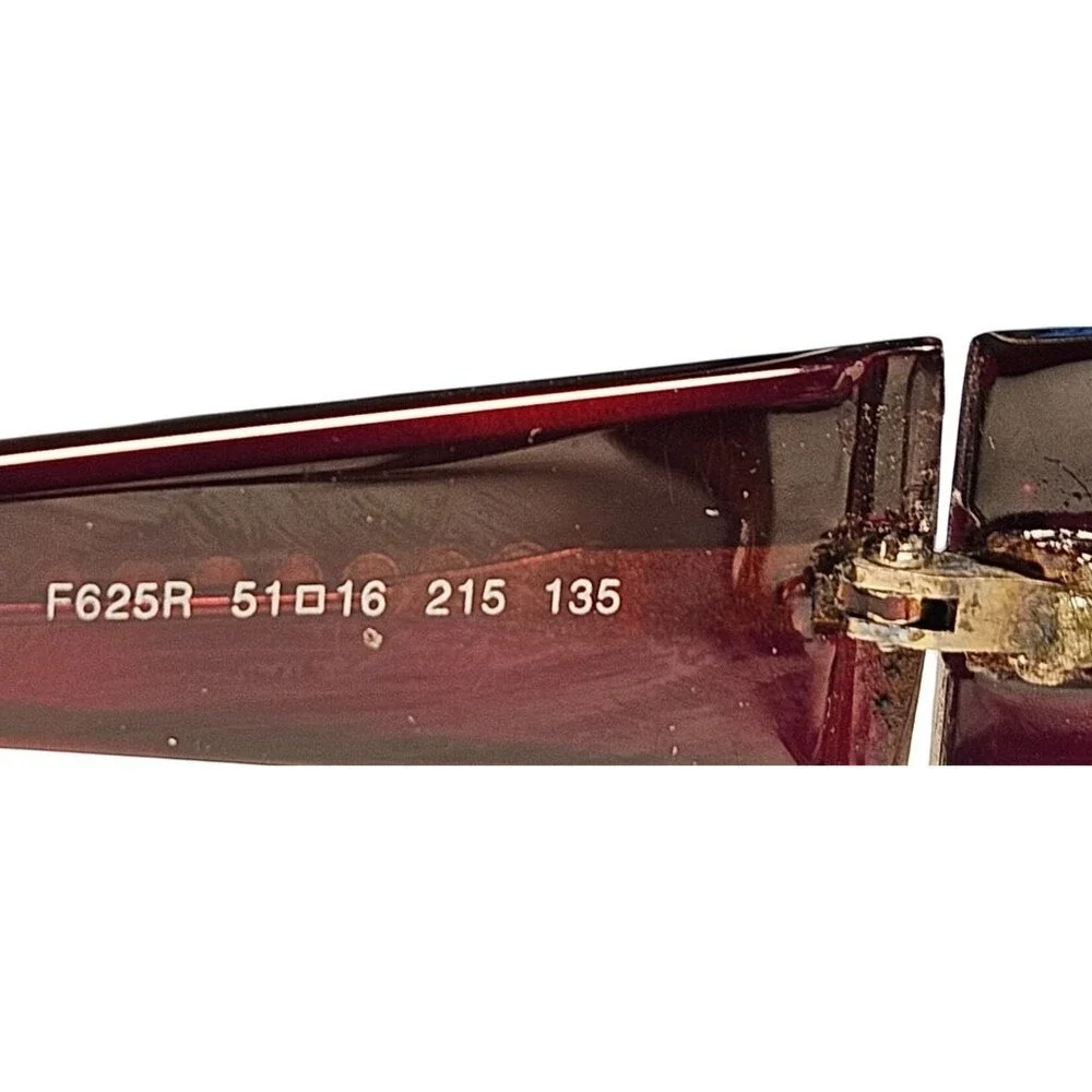 Frames‎ Only Fendi F625R 51-16 Burgundy Rectangular Eyeglasses Gold Rhinestones